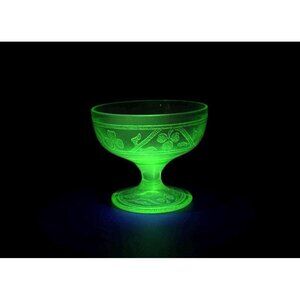 Vintage Hazel Atlas Cloverleaf Green Depression Glass Sherbet Glass | Uranium